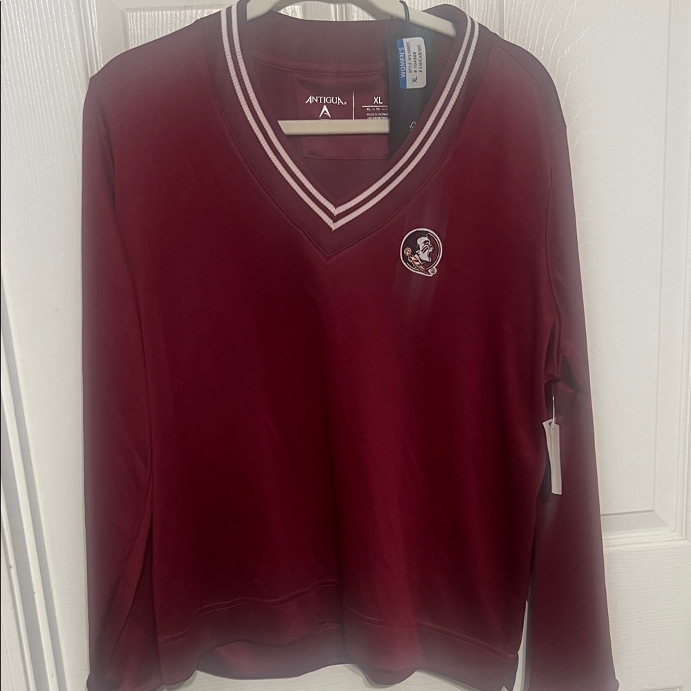 Antigua Burgundy V-Neck Pullover